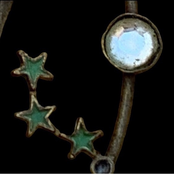 OOAK Vintage Artesian Egyptian Planetary Metal Brooch Pin Jewelry Planet Stars - Picture 10 of 11